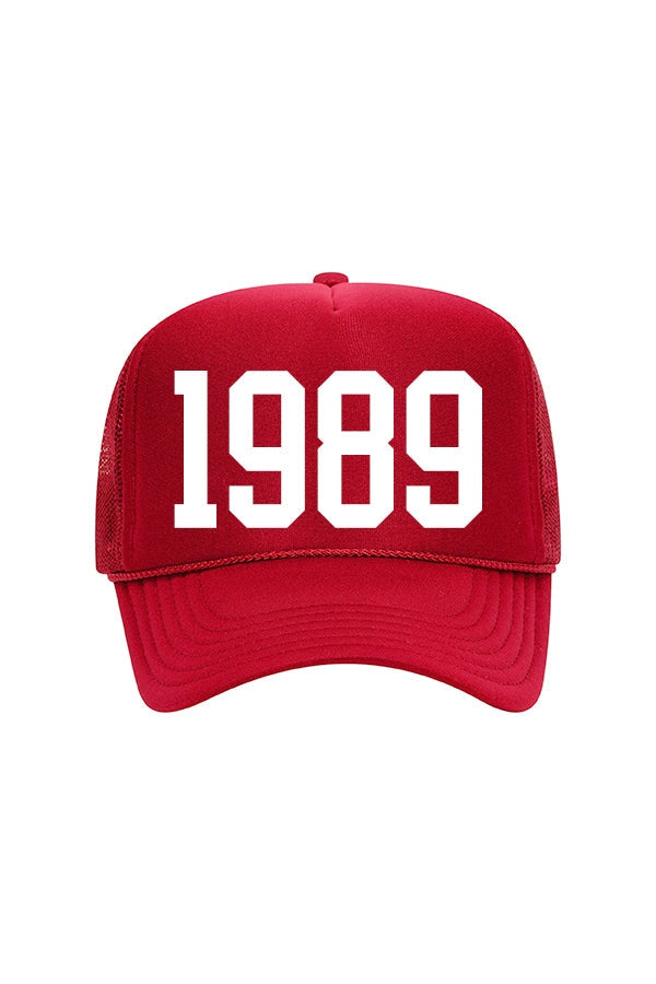 Custom Birth Year Trucker Hat HAT LULUSIMONSTUDIO Red 